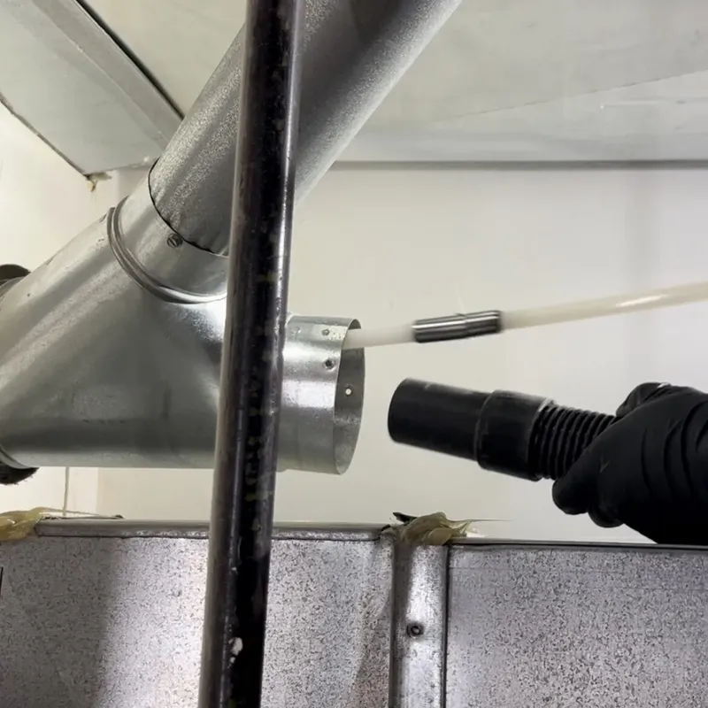 Vacuum hose and brush at a flue connection