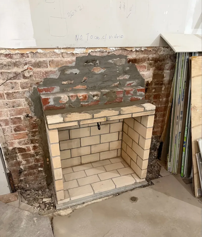 The same firebox rebuilt with new firebrick